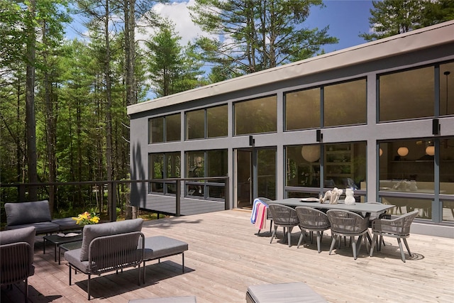 252 Swamp Pond Rd, Narrowsburg, NY 12764 - deck featuring an outdoor living space and outdoor dining space