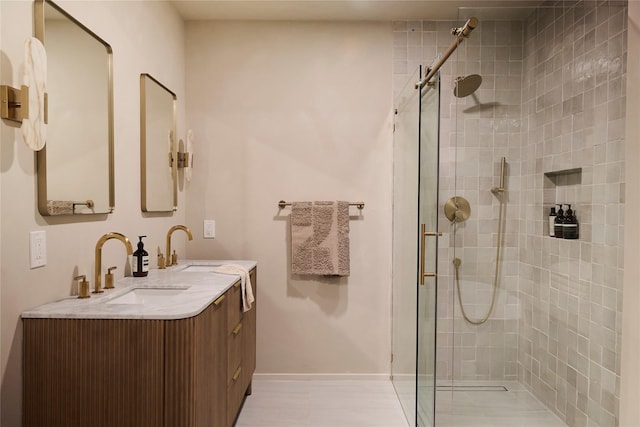 252 Swamp Pond Rd, Narrowsburg, NY 12764 - bathroom featuring double vanity and a shower stall