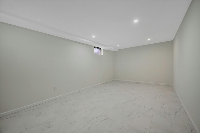 160 Coachman Pl E, Syosset, NY 11791 - empty room featuring light marble finish flooring and recessed lighting