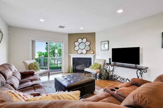 2 Harbor Ln Unit 301, New Rochelle, NY 10805 - living room with recessed lighting, wood finished floors, and a fireplace