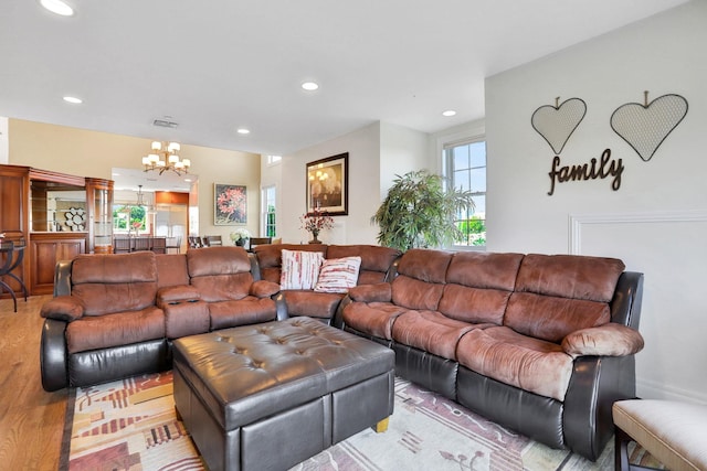 2 Harbor Ln Unit 301, New Rochelle, NY 10805 - living room with a chandelier, recessed lighting, and light wood finished floors