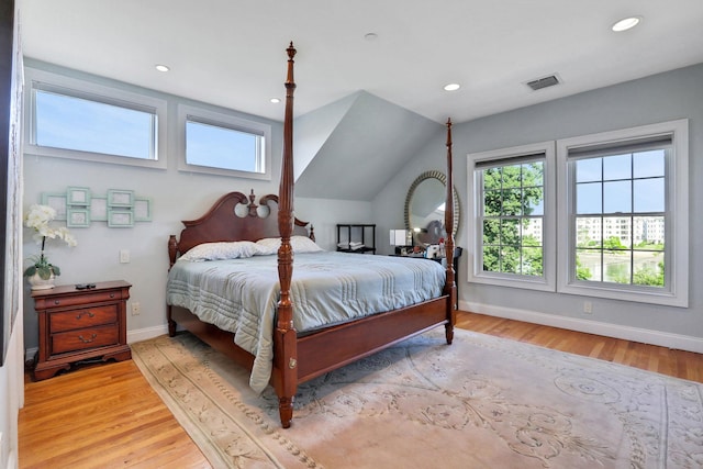 2 Harbor Ln Unit 301, New Rochelle, NY 10805 - bedroom with light wood-style floors, recessed lighting, and vaulted ceiling