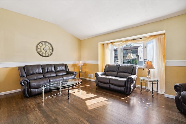 343 W 16th St, Deer Park, NY 11729 - living area featuring wood-type flooring and vaulted ceiling