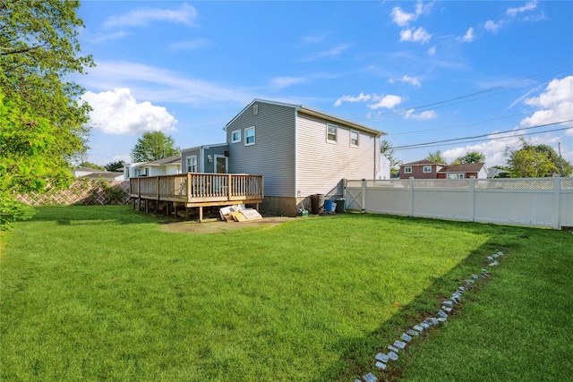 343 W 16th St, Deer Park, NY 11729 - back of property with a wooden deck and a fenced backyard