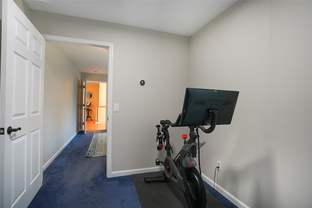 212 Weber Hill Rd, Carmel, NY 10512 - workout area featuring baseboards and dark colored carpet