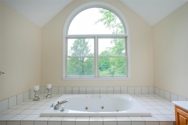 212 Weber Hill Rd, Carmel, NY 10512 - full bath featuring vaulted ceiling, a jetted tub, and vanity