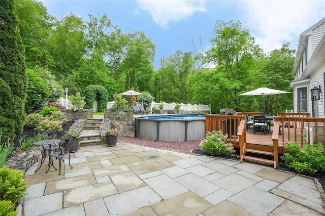 212 Weber Hill Rd, Carmel, NY 10512 - view of patio with outdoor dining area, a wooden deck, and stairway