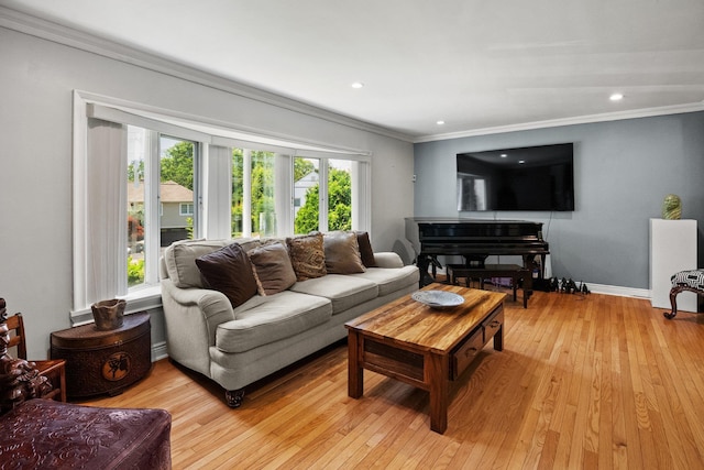 63 Bonnie Meadow Rd, Scarsdale, NY 10583 - living area featuring crown molding, light wood-style flooring, and recessed lighting