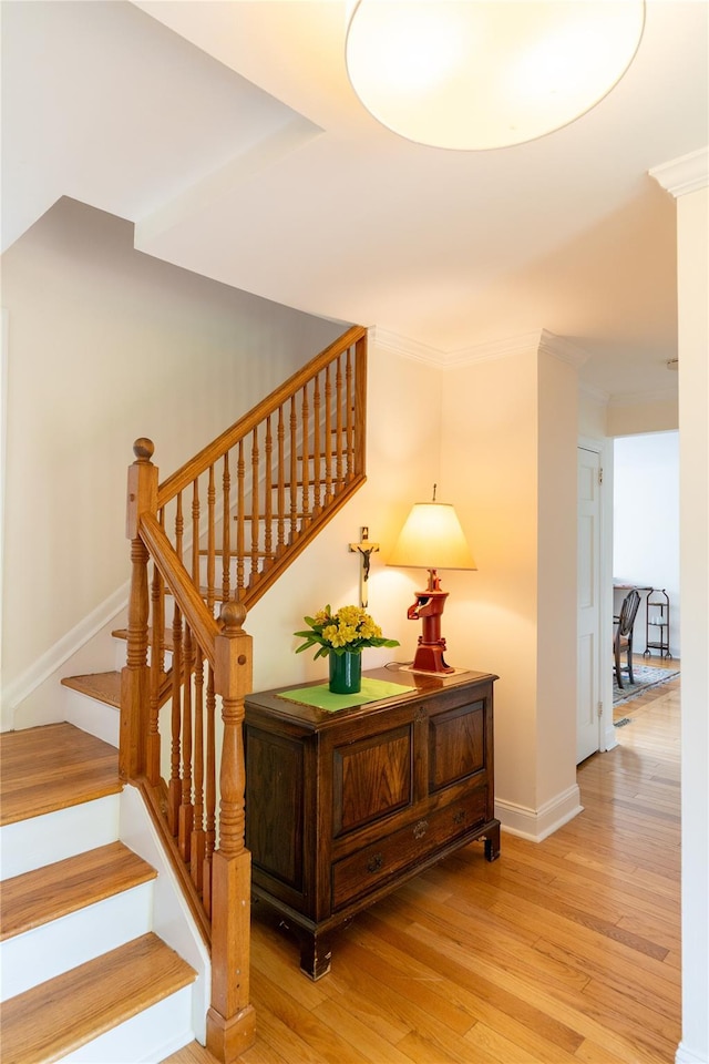 81 Seaview Ave, New Rochelle, NY 10801 - stairs featuring wood finished floors and ornamental molding