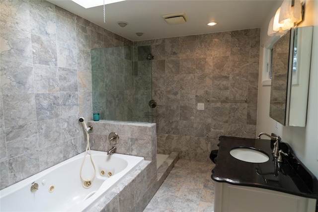 81 Seaview Ave, New Rochelle, NY 10801 - full bathroom with a jetted tub, vanity, and walk in shower