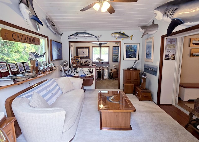 68 Palmer Dr, Sayville, NY 11782 - living room with ceiling fan and wood finished floors
