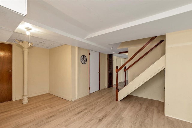 18 Hathaway Dr, Garden City, NY 11530 - finished below grade area with wood finished floors and stairs