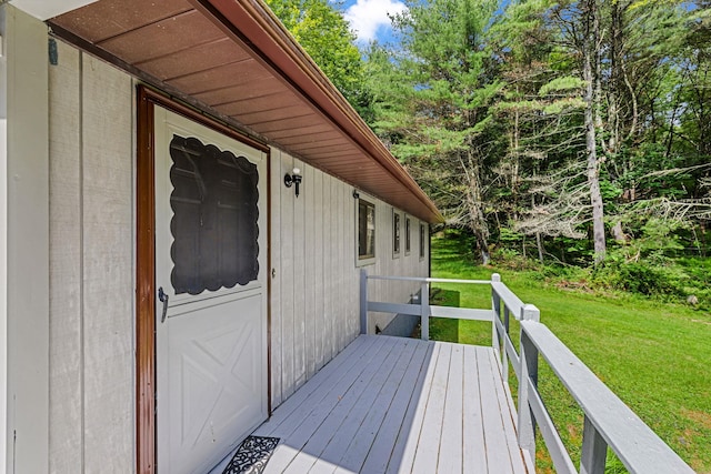 156 Creamery Rd Unit Tr20, Swan Lake, NY 12783 - wooden terrace with a lawn