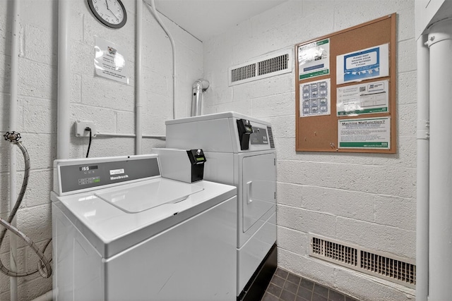 414 Benedict Ave Unit 5B, Tarrytown, NY 10591 - communal laundry room with washer and clothes dryer and concrete block wall