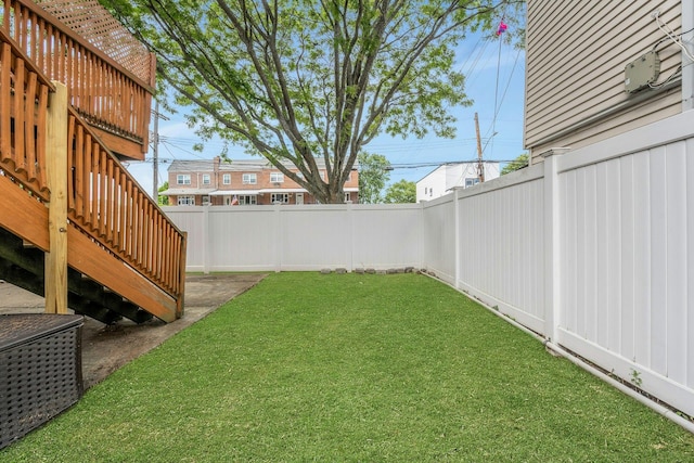 1138 Vincent Ave, Bronx, NY 10465 - fenced backyard with a wooden deck and stairs