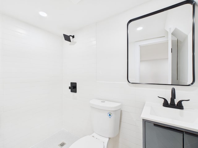 1310 E 223rd St, Bronx, NY 10466 - full bathroom featuring vanity, a tile shower, and recessed lighting