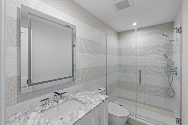 161 S Rd, Westhampton, NY 11977 - full bath with vanity, a shower stall, and recessed lighting
