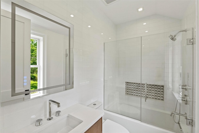 161 S Rd, Westhampton, NY 11977 - full bathroom with vanity and shower / bath combination with glass door