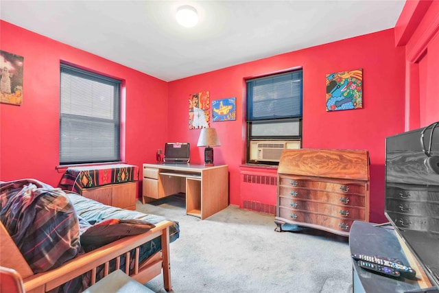 26-20 141st St Unit 2G, Flushing, NY 11354 - home office featuring radiator heating unit, cooling unit, and carpet