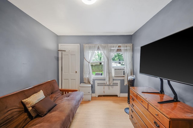662 Rose Blvd, Baldwin, NY 11510 - living area with radiator heating unit, light wood finished floors, and cooling unit