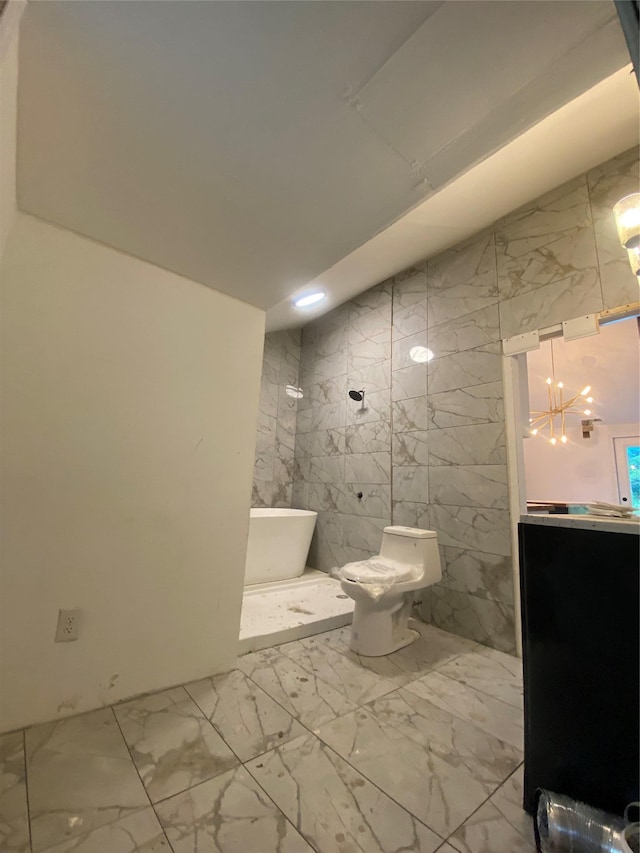 57 Chestnut St, Beach Lake, NY 13865 - full bath featuring marble look tile flooring, a tub, and vanity