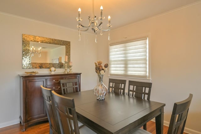 15115 25th Ave, Whitestone, NY 11357 - dining room featuring a chandelier, ornamental molding, and wood finished floors