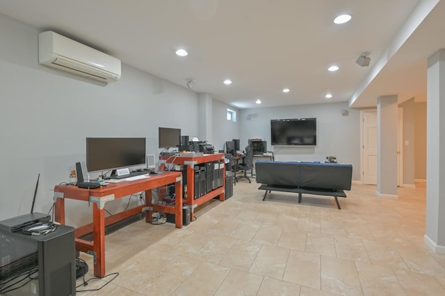 15115 25th Ave, Whitestone, NY 11357 - office space with a wall mounted air conditioner and recessed lighting