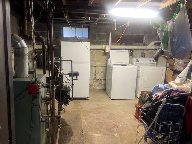 159 Van Buren St, West Babylon, NY 11704 - unfinished below grade area with washer and dryer and refrigerator