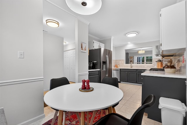 42 Prestwick Ct, Poughkeepsie, NY 12603 - dining space featuring ornamental molding and light tile patterned floors
