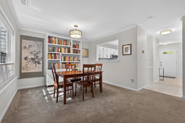 42 Prestwick Ct, Poughkeepsie, NY 12603 - dining space with light colored carpet and crown molding