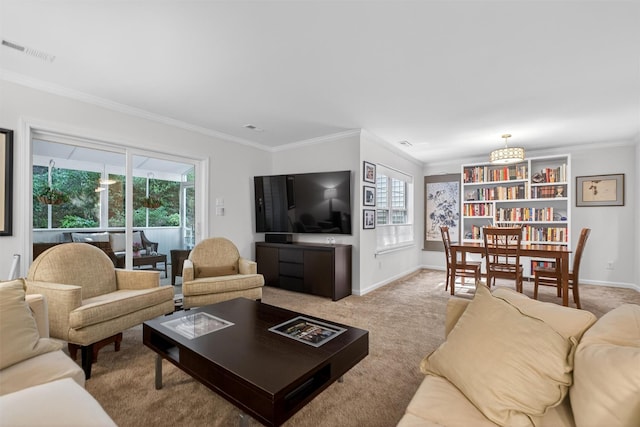 42 Prestwick Ct, Poughkeepsie, NY 12603 - living area featuring carpet floors, plenty of natural light, and ornamental molding