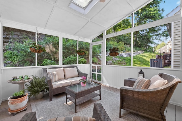 42 Prestwick Ct, Poughkeepsie, NY 12603 - sunroom / solarium with an outdoor living space, vaulted ceiling, and a skylight