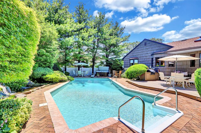 51 Glenridge Ave, Stony Brook, NY 11790 - swimming pool with outdoor dining area and a patio