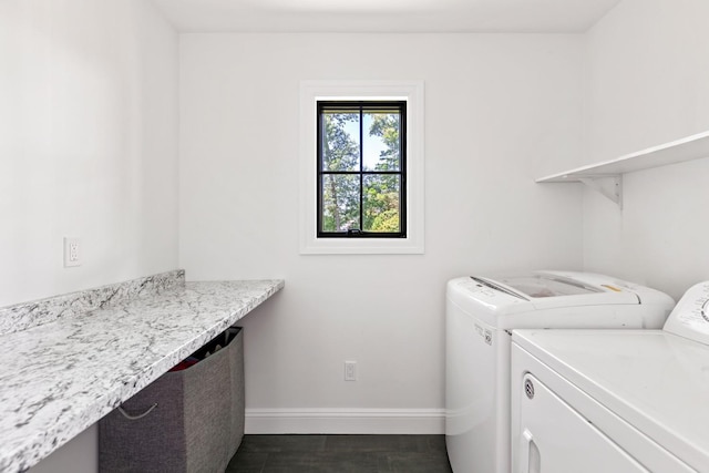 9 Guthrie Ct, East Northport, NY 11731 - washroom with washing machine and clothes dryer and dark wood-style floors