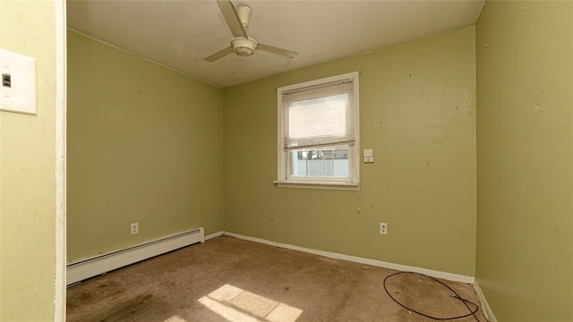 14 Lois Ln, Farmingdale, NY 11735 - carpeted empty room featuring baseboard heating and ceiling fan