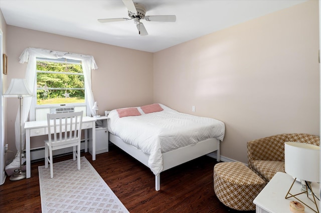 542 Peekskill Hollow Rd, Putnam Valley, NY 10579 - bedroom with baseboard heating, wood finished floors, ceiling fan, and cooling unit