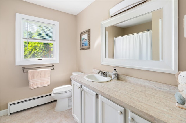 542 Peekskill Hollow Rd, Putnam Valley, NY 10579 - bathroom with baseboard heating, vanity, and a shower with curtain