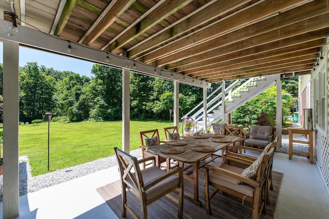 542 Peekskill Hollow Rd, Putnam Valley, NY 10579 - view of patio with stairs and outdoor dining area