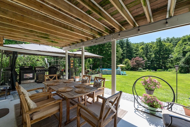 542 Peekskill Hollow Rd, Putnam Valley, NY 10579 - view of patio with a gazebo, an outdoor pool, grilling area, and outdoor dining area