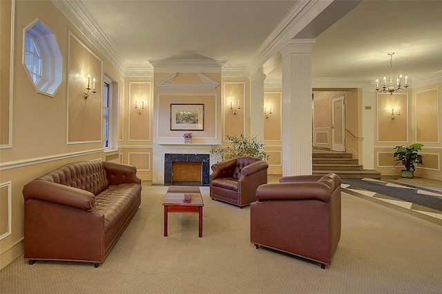 117-01 Park Ln S Unit C5D, Kew Gardens, NY 11415 - common area with a decorative wall, ornamental molding, and stairway