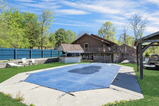 354 Sunset Hill Rd E, Fishkill, NY 12524 - view of swimming pool with an outbuilding, a fenced backyard, and a patio area