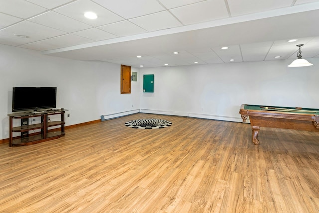 354 Sunset Hill Rd E, Fishkill, NY 12524 - game room featuring a paneled ceiling, light wood-type flooring, pool table, and recessed lighting