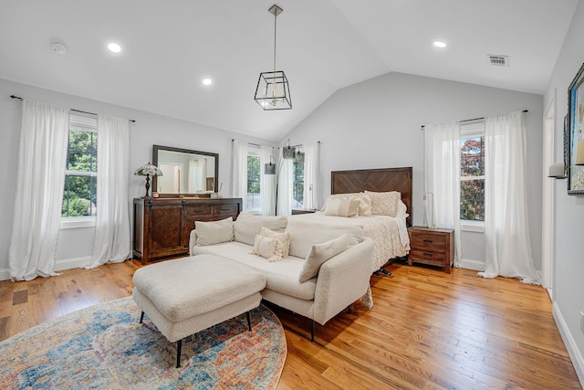 206 Brooksite Dr, Smithtown, NY 11787 - bedroom featuring lofted ceiling, light wood-type flooring, and recessed lighting