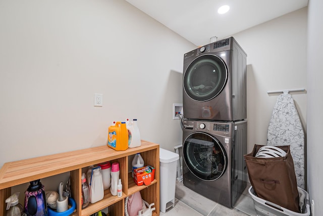 206 Brooksite Dr, Smithtown, NY 11787 - laundry area with stacked washer / dryer