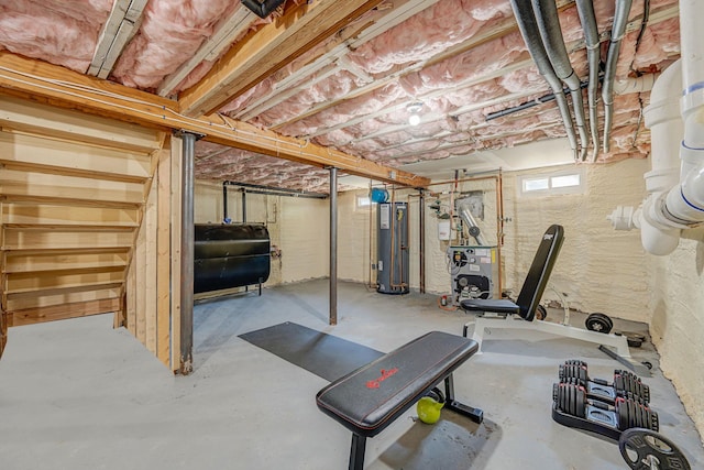 206 Brooksite Dr, Smithtown, NY 11787 - exercise room featuring heating fuel, gas water heater, and a heating unit