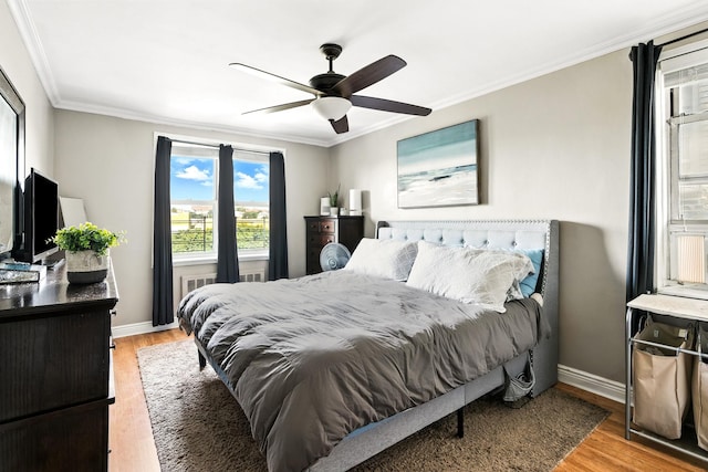 4265 Webster Ave Unit 6A, Bronx, NY 10470 - bedroom with ornamental molding, light wood finished floors, and a ceiling fan