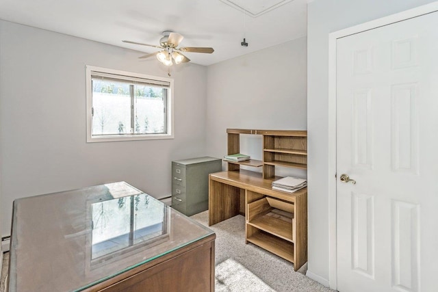 46 Pine St, Oceanside, NY 11572 - office area featuring attic access and ceiling fan