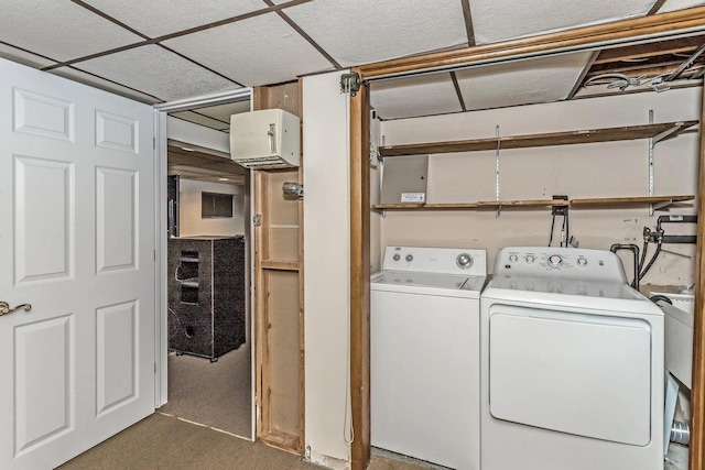 46 Pine St, Oceanside, NY 11572 - laundry area featuring washing machine and clothes dryer and carpet floors