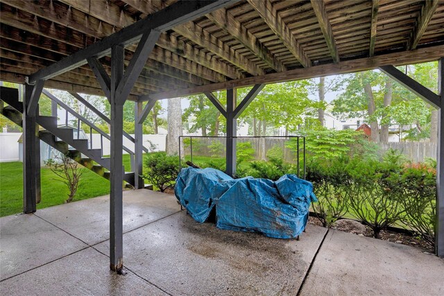 26 Shenandoah Blvd, Port Jefferson Station, NY 11776 - fenced backyard featuring a patio and stairs