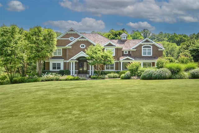 5 Sutton Farm Dr, Chappaqua, NY 10514 - shingle-style home with a front yard and french doors